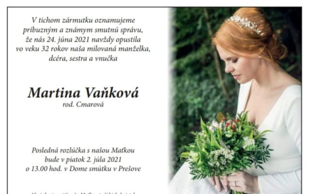 Pomoc manželovi a rodině zemřelé těhotné Martiny Cmarové