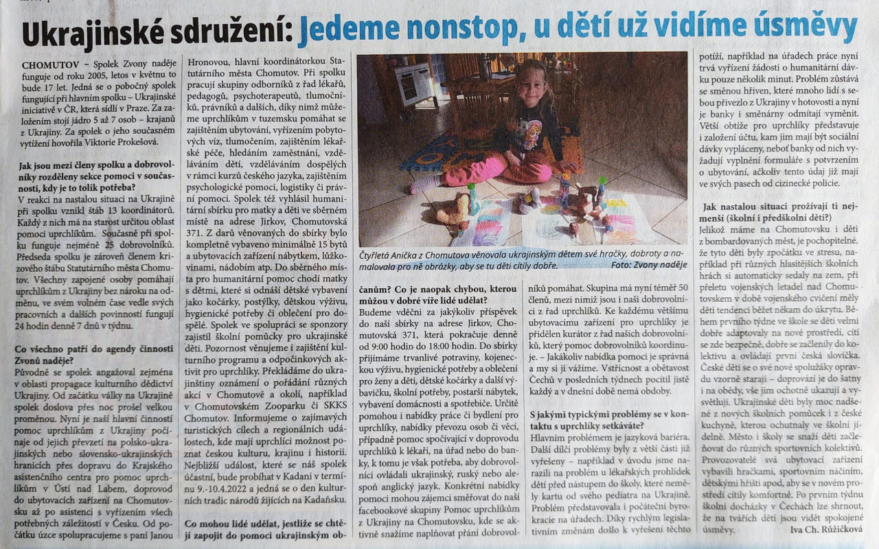 Pomoc dětem z dětských domovů a nemocnic na Ukrajině