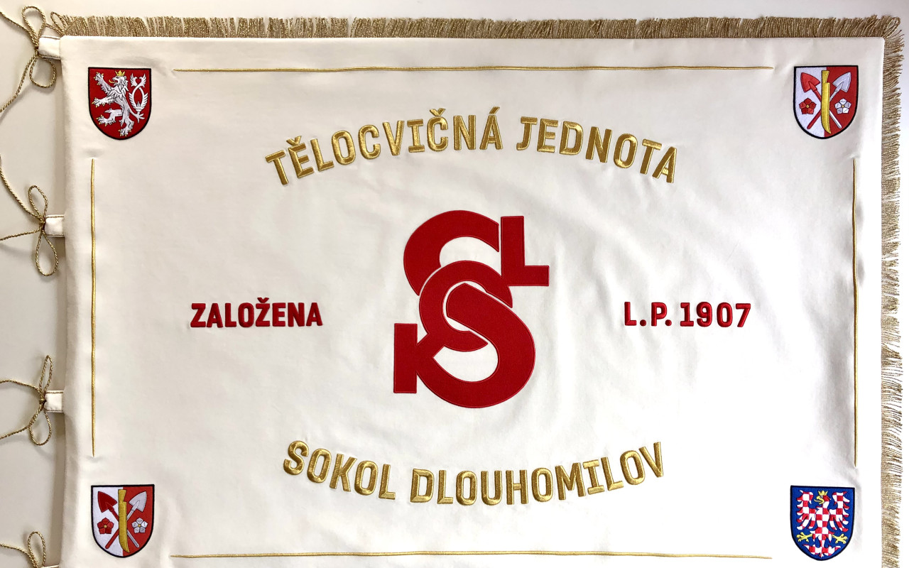 Spolkový prapor pro T.J. Sokol Dlouhomilov