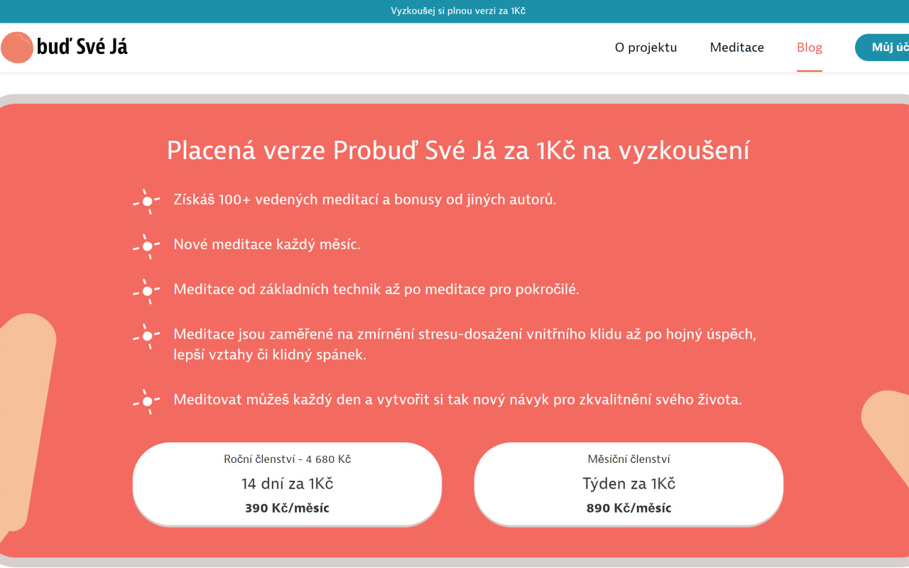 Podpoř vývoj Meditační aplikace Probuď své já