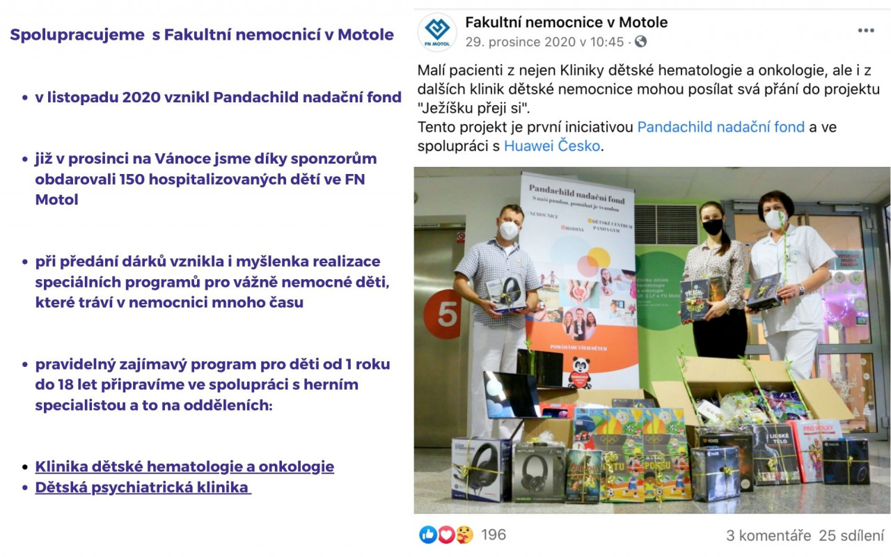 Pomozme přinést radost vážně nemocným dětem do nemocnic