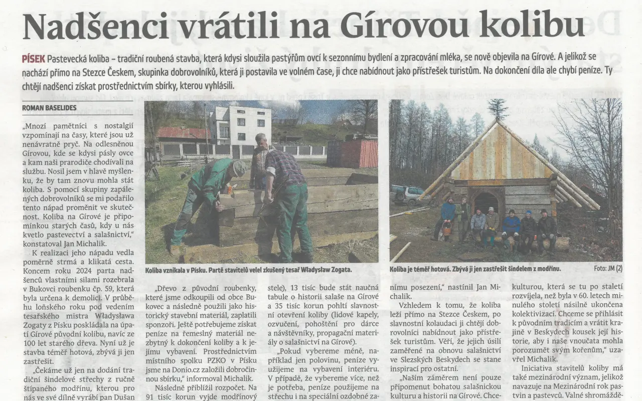 Pomohli jste vrátit Kolybu na Girovou