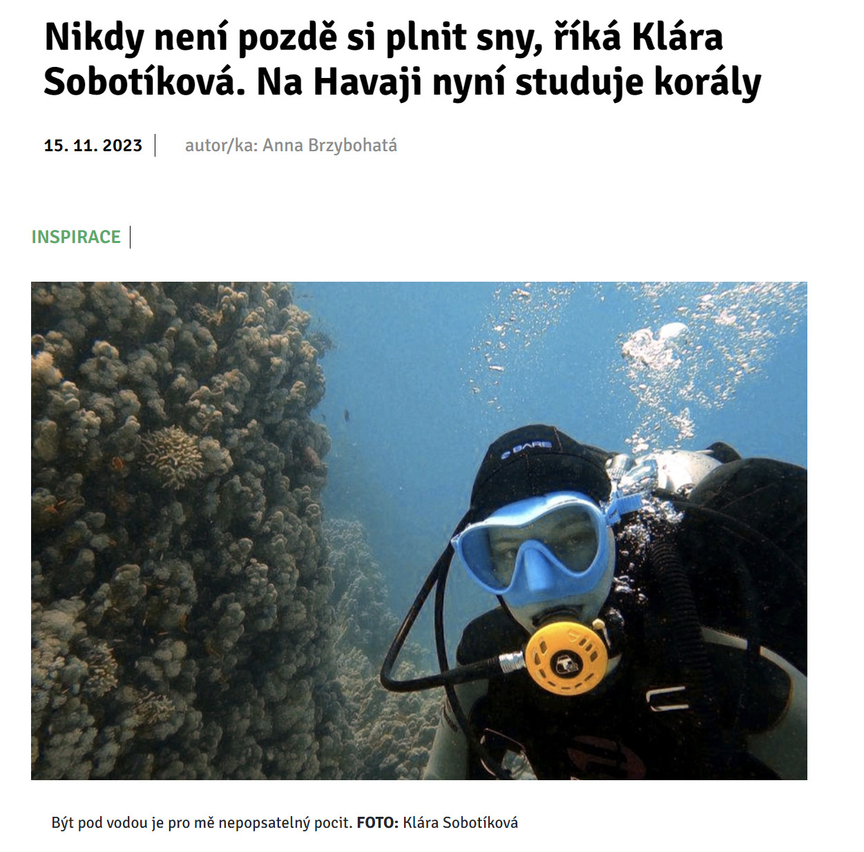 Klárky daleká cesta za korálovým snem