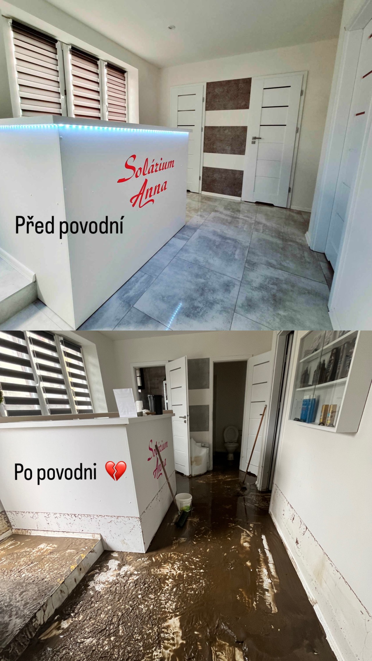 Povodně Jeseník - obnova zatopeného studia