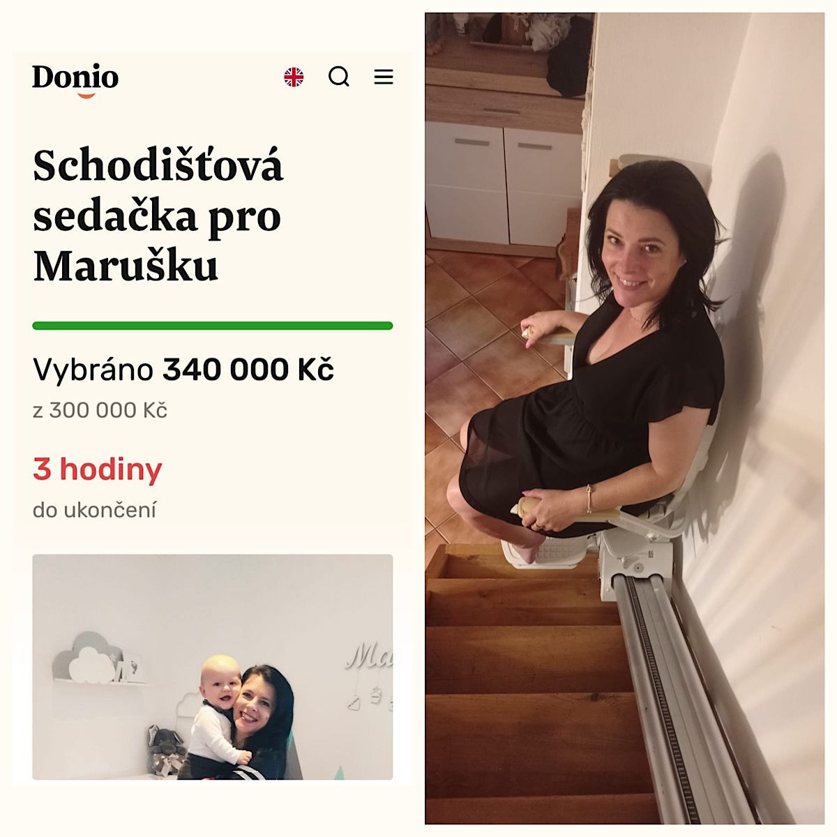 Pomohli jste Marušce, která potřebuje schodišťovou sedačku