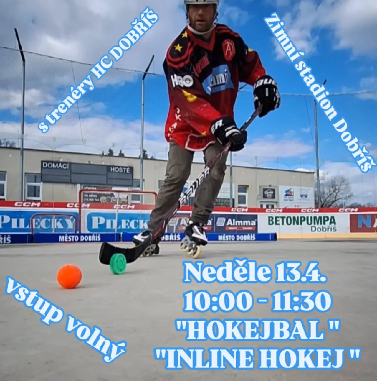Zimní stadion v Dobříši - umělý povrch, inline hokej, hokejbal, florbal.
