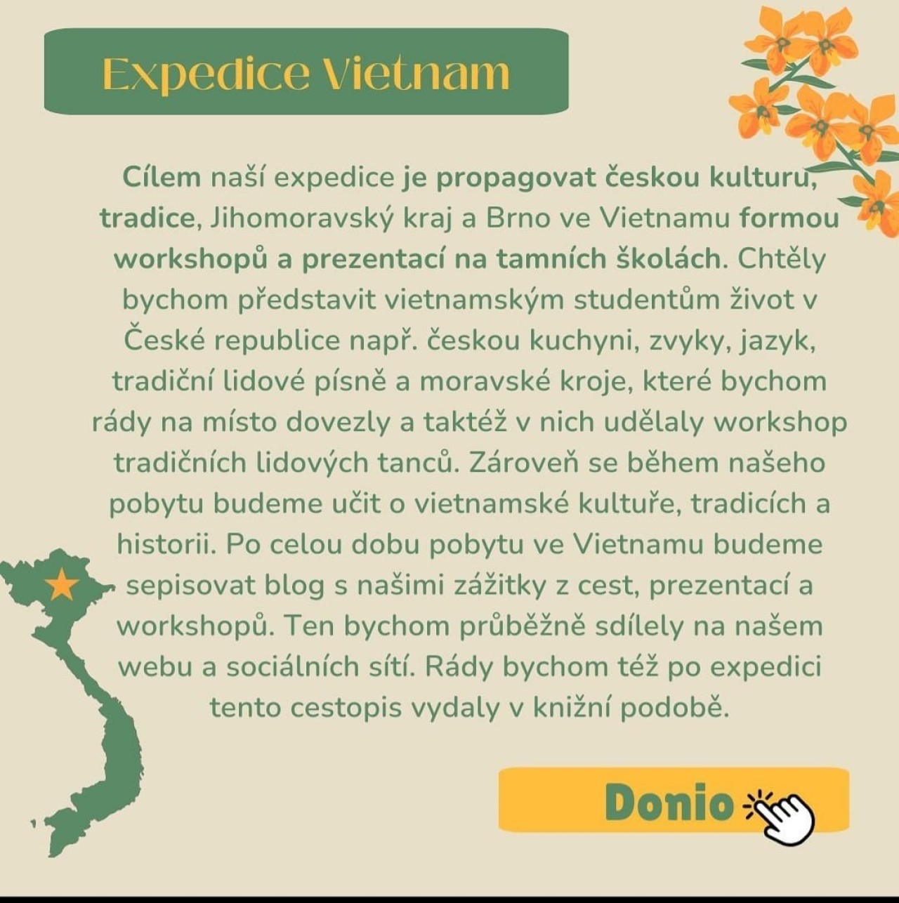 Podpořte expedici DofE: Dobrovolnictví a prezentace české kultury ve Vietnamu