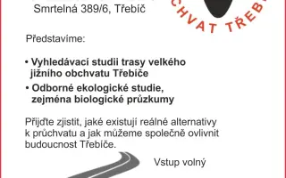 Zachraňme přírodu a rekreační zázemí Třebíče – podpořte obchvat, namísto průtahu