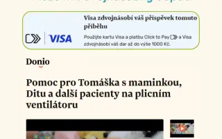Pomoc pro Tomáška s maminkou, Ditu a další pacienty na plicním ventilátoru
