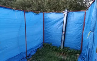 Tábořiště Strojatín:  nové venkovní umývárny a krbová kamna