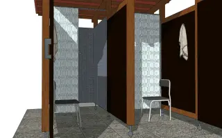 Tábořiště Strojatín:  nové venkovní umývárny a krbová kamna