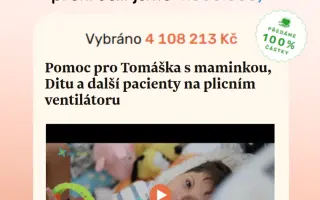 Pomoc pro Tomáška s maminkou, Ditu a další pacienty na plicním ventilátoru