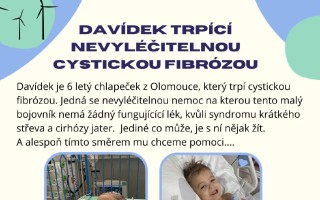 Dopřejte lepší život šestiletému Davídkovi, který bojuje s nevyléčitelnou cystickou fibrózou