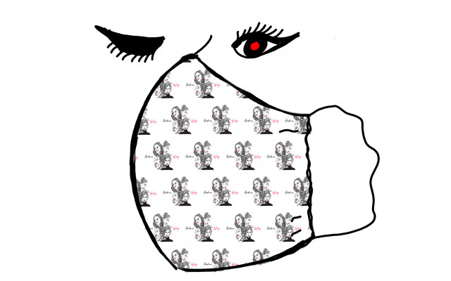 Rouška s ilustrací z bookletu CD od Josefa Blechy
