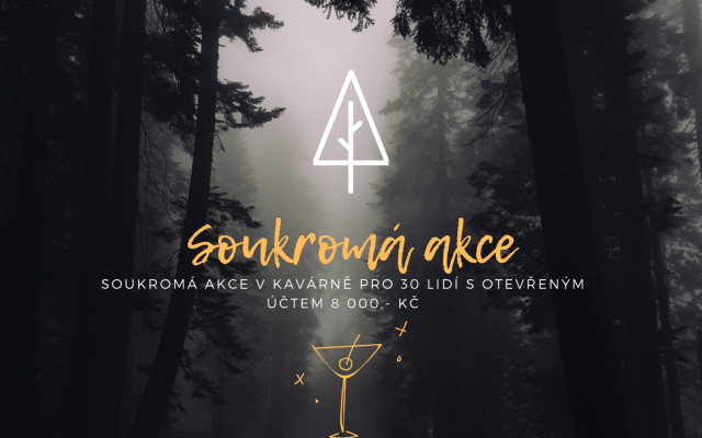 Soukromá akce v kavárně pro 30 lidí s otevřeným účtem do 8000 Kč