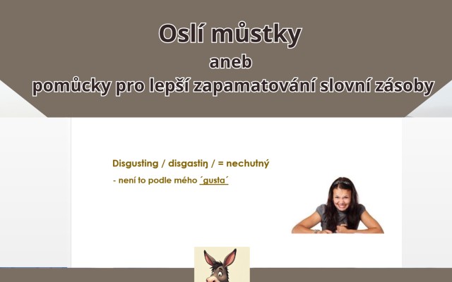 Pomozte mi vydat knihu Oslí můstky aneb pomůcky pro zapamatování slovní zásoby