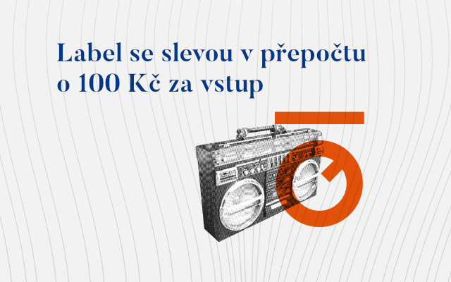 Label se slevou v přepočtu o 100 Kč za vstup