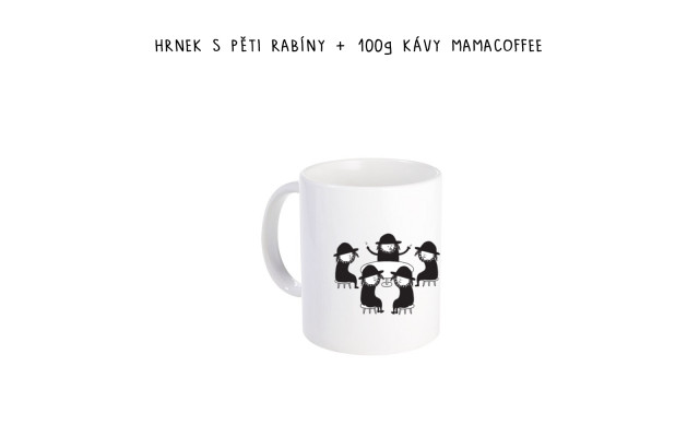 Hrnek s pěti rabíny + 100g kávy mamacoffee