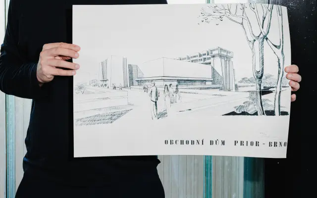 STUDIE OD PRIOR - print archivního výkresu: PERSPEKTIVA