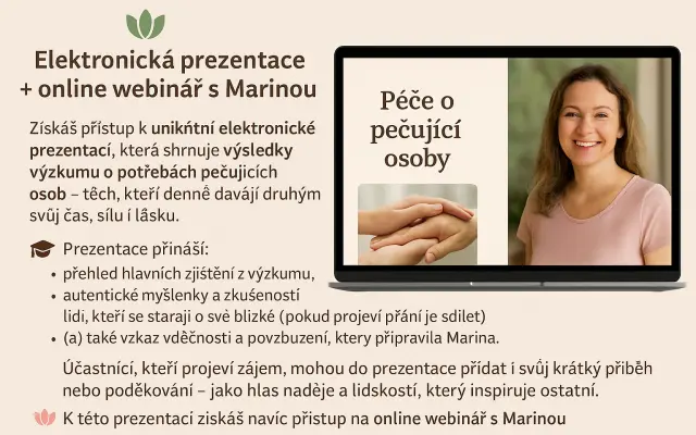 Elektronická prezentace + online webinář s Marinou