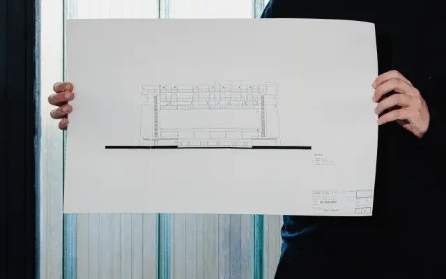 STUDIE OD PRIOR - print archivního výkresu: VÝCHODNÍ POHLED 1:200