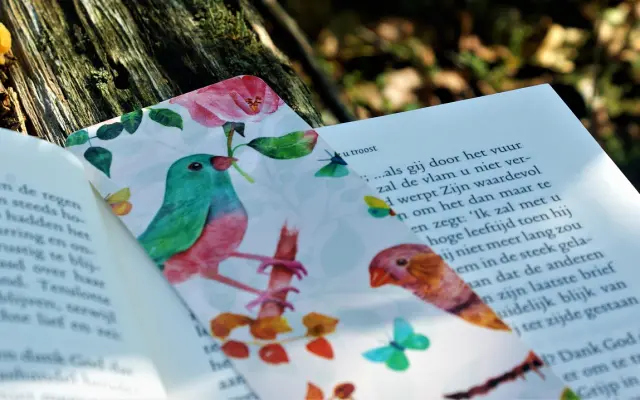 Kniha a ručně dělanou záložkou