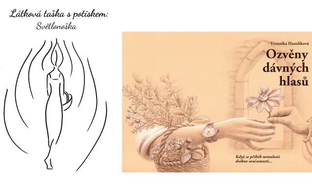 Kniha OZVĚNY a látková taška SVĚTLONOŠKA (když nespěcháte na knihu)