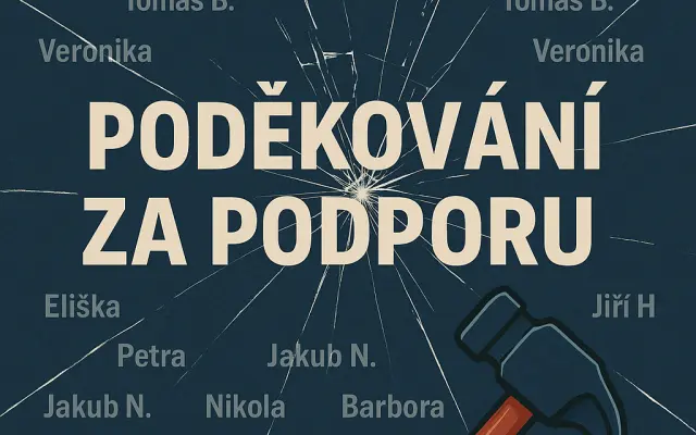 Poděkování na webu a sítích