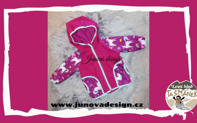 Růžová softshellová bunda s jednorožci - velikost 86 od Věry Junové