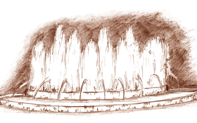 Patron knižních ilustrací - přeslavná barcelonská fontána