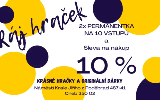 Ještě větší radost - 2x permanentka na 10 volných vstupů + jednorázová 10% sleva na nákup v Ráji hraček