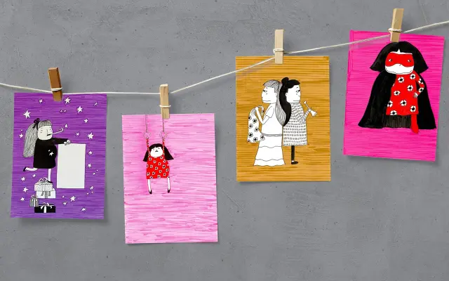 Pohlednice s ilustracemi + poštovné