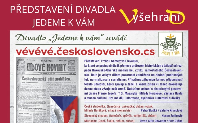 100 let Československa zábavnou formou -divadelní představení vévévé.československo.cs.