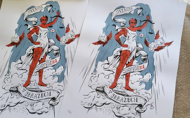 grafický list ÚSTAVNÍ (NE)POŘÁDEK V OBRAZECH