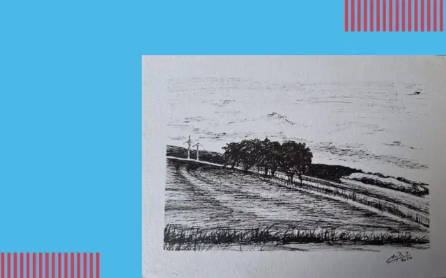 🖼️ Originální kresba od výtvarnice Olgy Čejkové – Na cestě do Chřibů