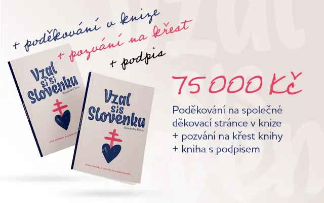 Poděkování na společné děkovací stránce v knize, kniha s podpisem a pozvání na křest knihy