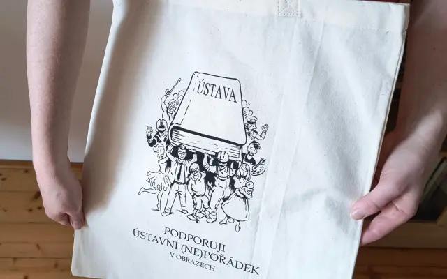 látková taška PODPORUJI ÚSTAVNÍ (NE)POŘÁDEK V OBRAZECH