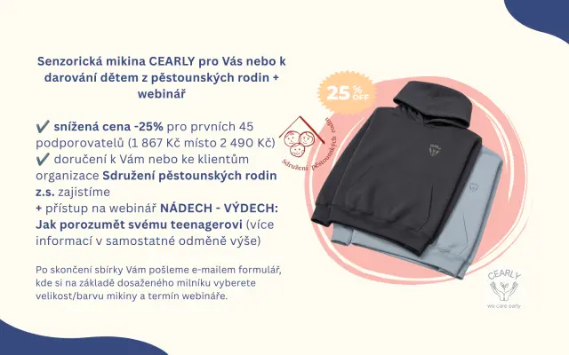 Senzorická mikina CEARLY pro Vás nebo k darování dětem z pěstounských rodin + webinář