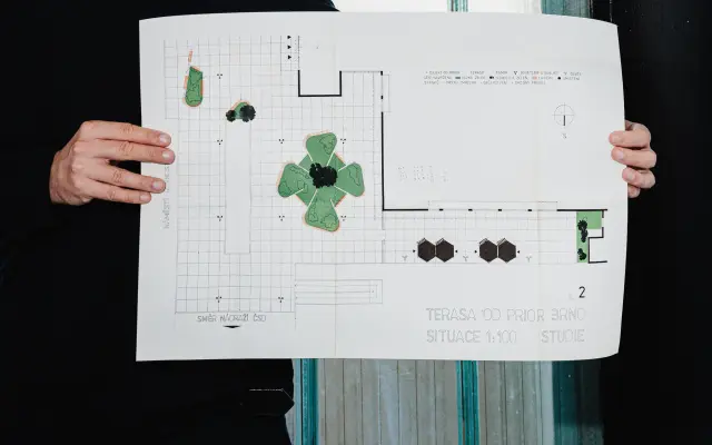 STUDIE OD PRIOR - print archivního výkresu: STUDIE TERASY 1:100