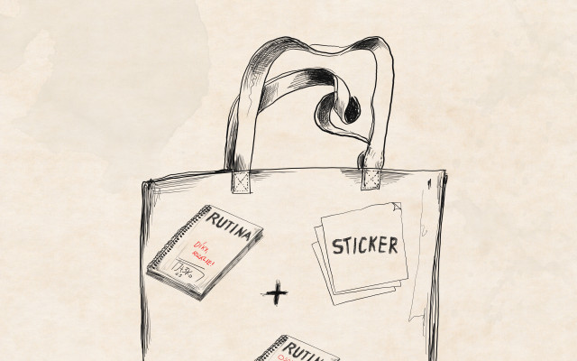1×kniha se signaturou autora + poděkování  v knize, 3×samolepka, 1xrutinní zápisník s tužkou, 1x rutinní taška