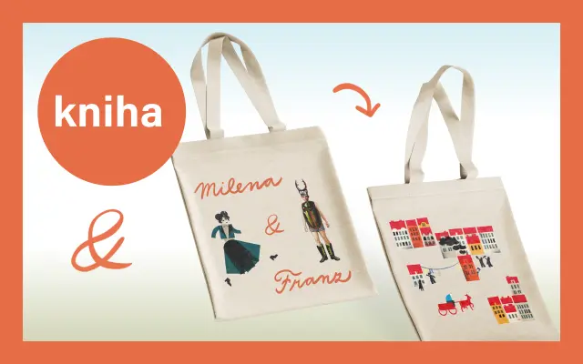 Taška s motivy ilustrací z knih a kniha o Jesenské