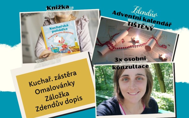 Balíček pro rodinnou pohodu 📚💌👨‍🍳👨‍👩‍👧‍👦❤️ – knížka Kuchařská pohádka s adventním kalendářem z profesionálně vytištěné edice, s osobním dopisem od skřítka Zdendy, s dalšími dárky (nejen) do kuchyně a se třemi konzultacemi Životem s dětmi se Zuzkou