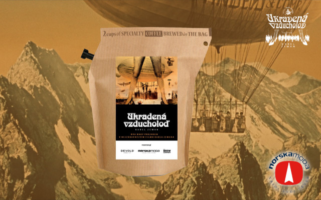 Organická fairtrade káva s etiketou Ukradená vzducholoď - balení 5 ks