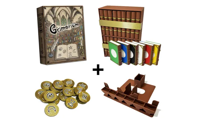 1× hra Grimorium + 3D knihy s knihovnou + žetony + insert (na Zásilkovnu/ PPL parcelshop/ Alzabox – jen po ČR)