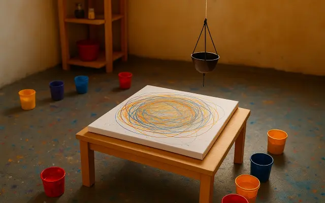 Tvůj otisk na plátně 30x40 (1 obraz – techniky: pouring / točna / kyvadlo • 3 barvy)