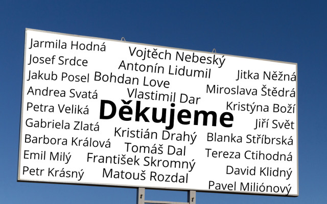 Zveřejnění Vašeho jména na děkovném billboardu