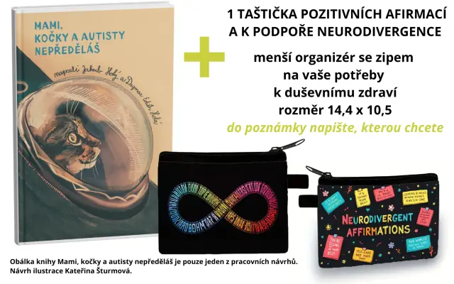 1 kniha a mini taštička Neurodivergent nebo Infinity (nekonečno)