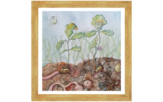 Originální celostránková ilustrace z knihy v rámu