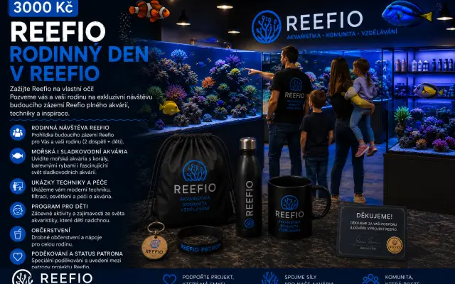 👨👩👧 REEFIO RODINNÝ DEN – 3 000 Kč 🌊