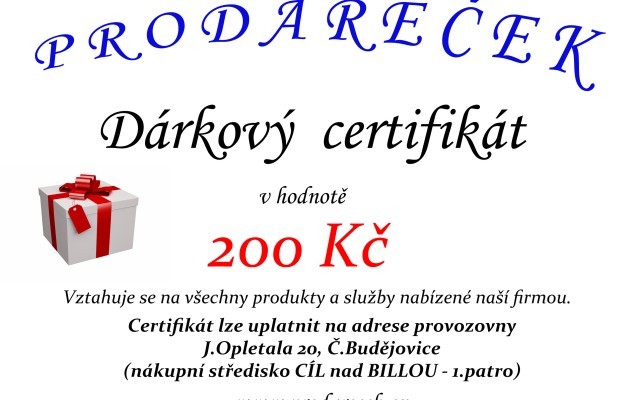 Dárkový CERTIFIKÁT "na NÁKUP"